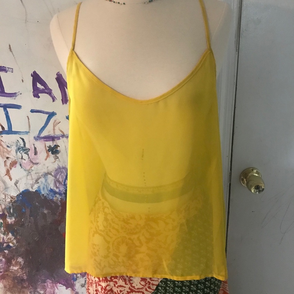 Rare American Apparel Yellow Chiffon Blouse L